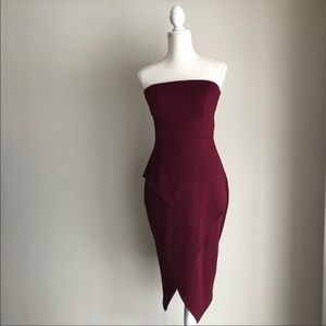 ASOS Burgundy Strapless Cocktail Dress Size 8